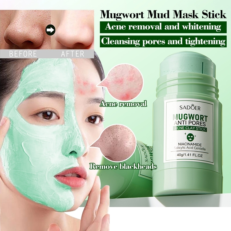 Mugwort Clay Facial Mask Stick Green Skin Care Face Mask Black Heads