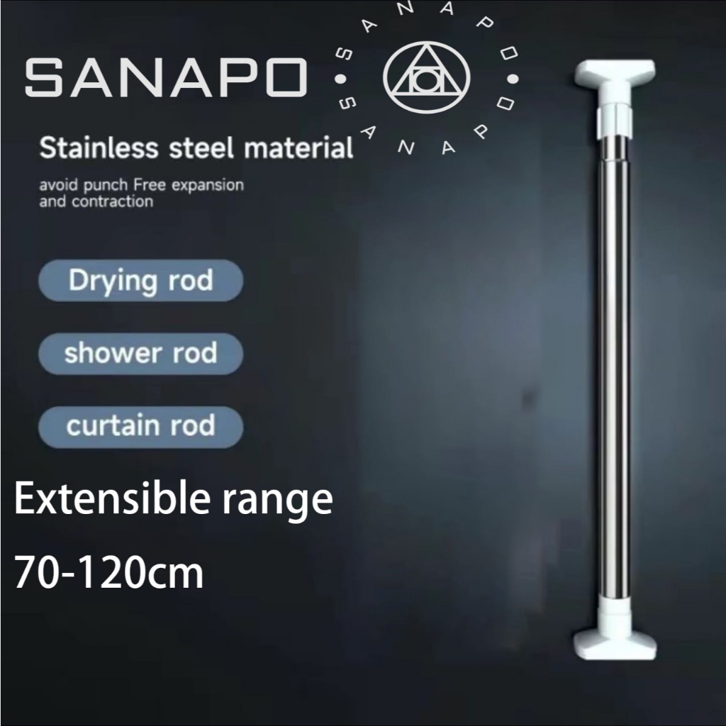 punch-free telescopic clothes drying rod adjustable shower curtain rod ...