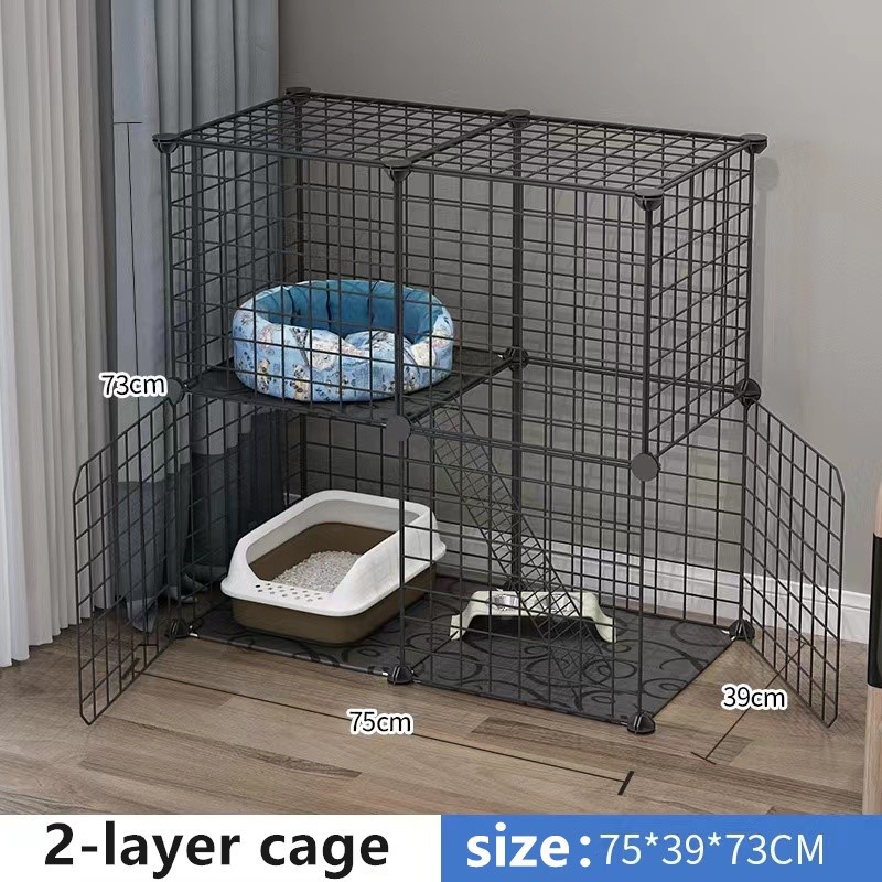 DIY Foldable 2 layers Cat Cage Stackable Cat cage Dog Cat Rabbit Cage ...