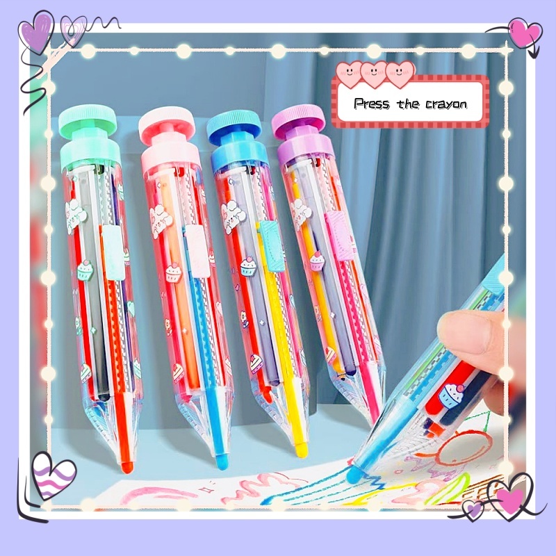 8 in 1 Rotating Crayon Clickable Colorful Crayon for Children Painting ...
