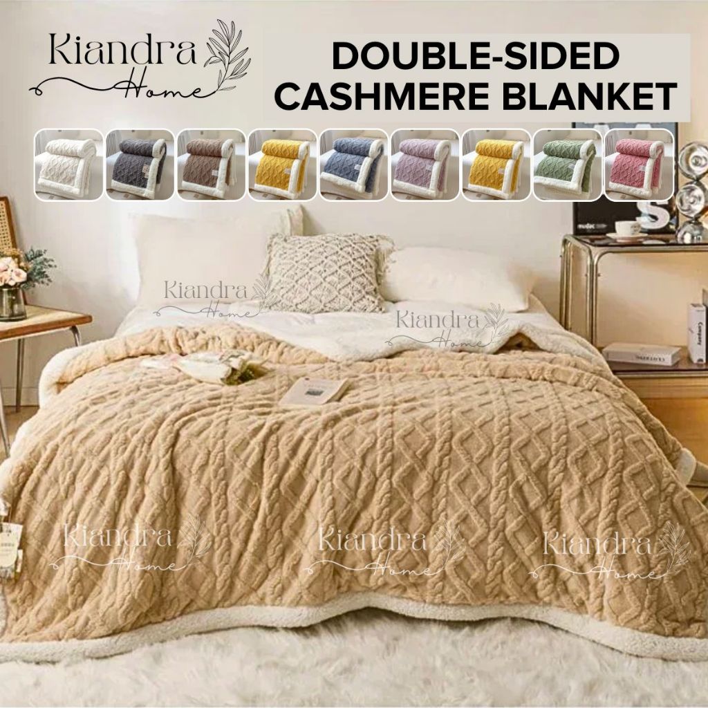 Kiandra Home Double Sided Cashmere Thick Blanket Double Queen and King  Size Kumot na Makapal