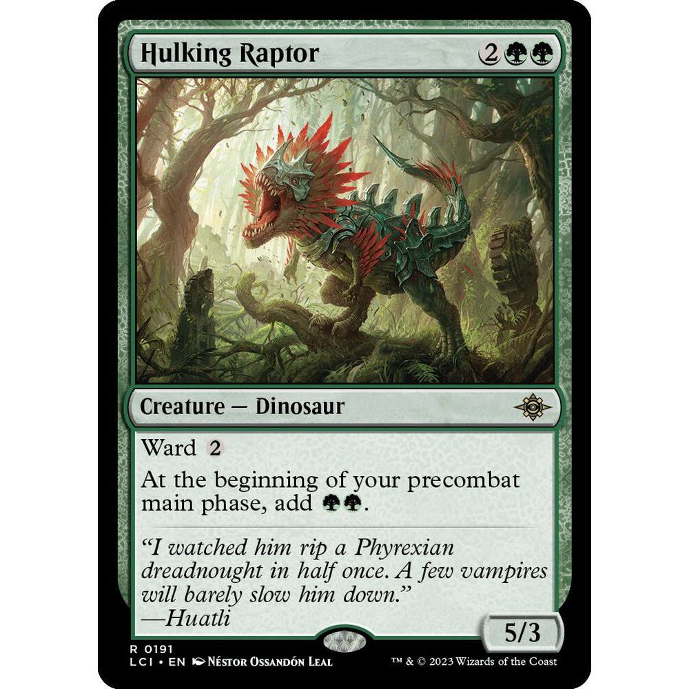 MTG Borderless Hulking Raptor Card – Commander – Magic: The Gathering – Near Mint Condition
