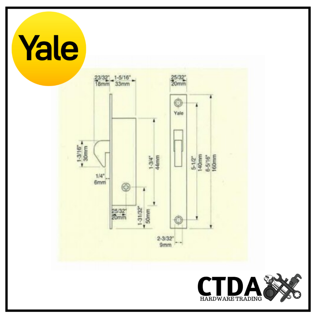 YALE #6300H Mortise Hook Bolt Lockset For Sliding Door | Shopee Philippines
