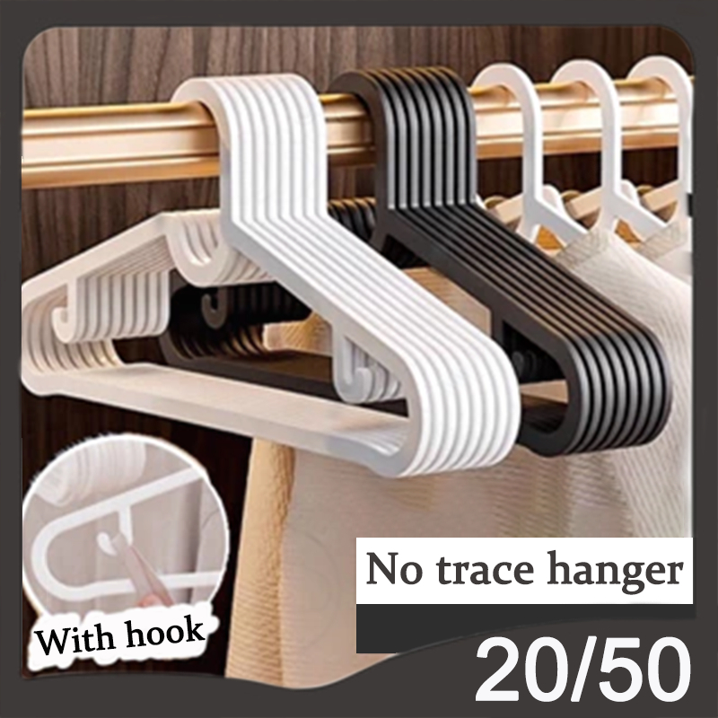 50pcs Nonslip Clothes Heavy Duty Plastic Hangers with Hooks Household