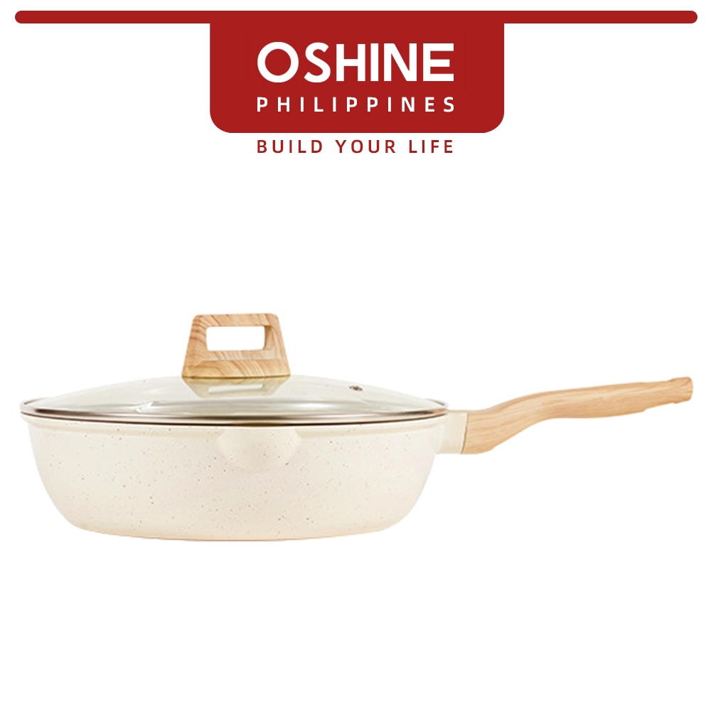 Oshine 28CM Non Stick Frying Wok Deep Frying Pan With Cover For ...