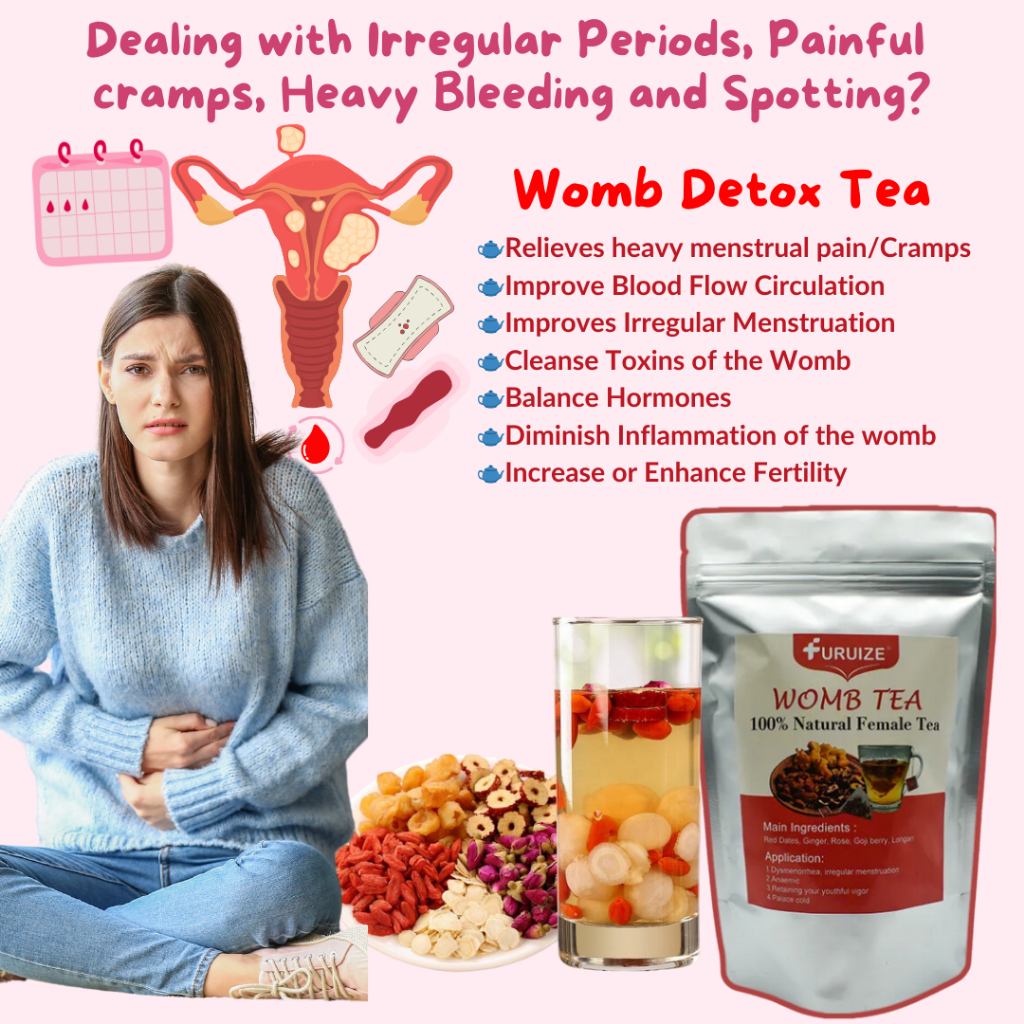 Womb Pain Relief & Menstrual Detox Tea for Heavy Bleeding, Spotting ...