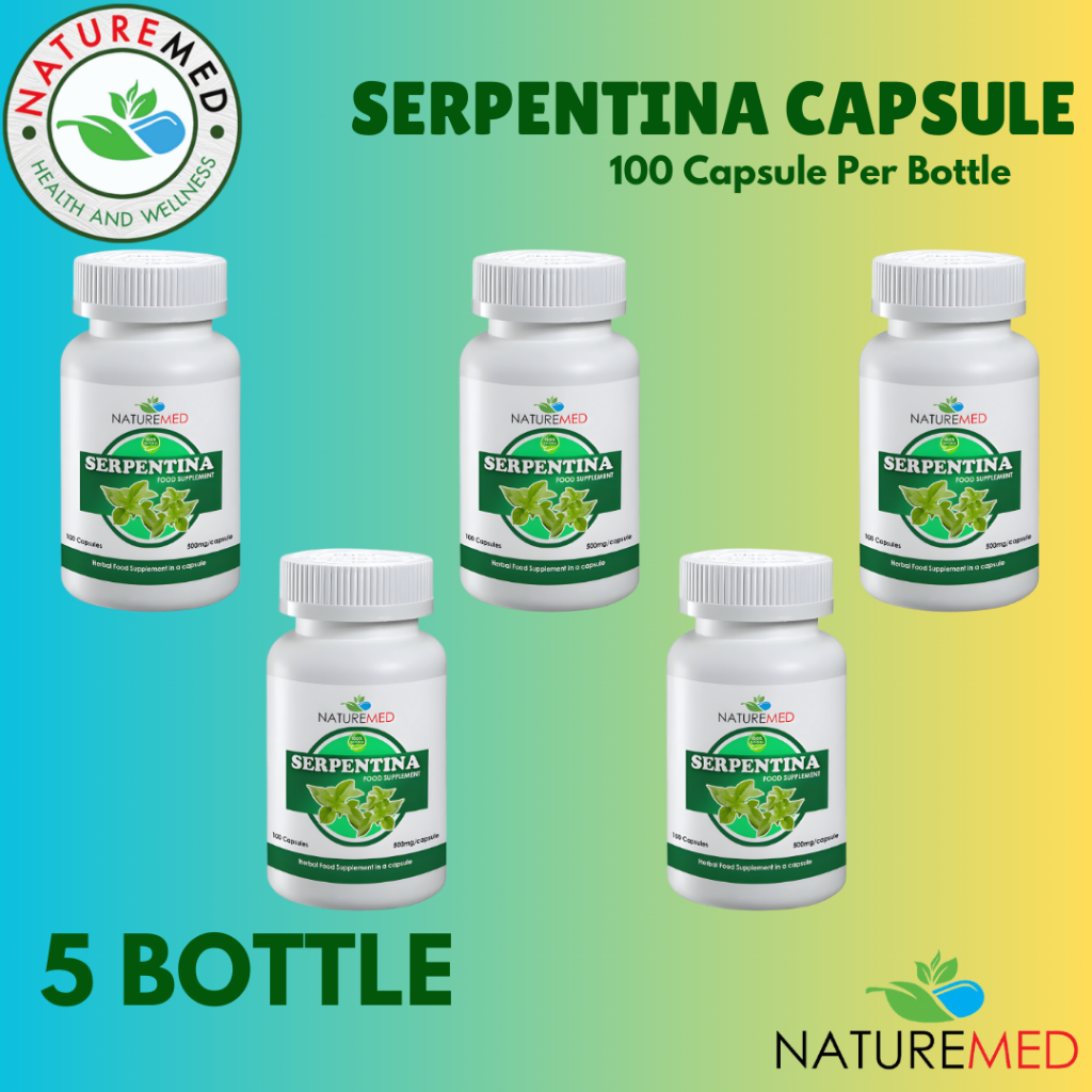 SERPENTINA CAPSULE NatureMed (5 BOTTLES) 500mg Per Capsule / 100 ...