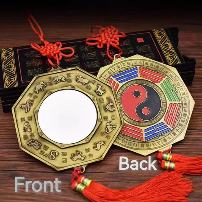 Amuleto Portafortuna Feng Shui Specchio Bagua Con Ciondolo - Protezione Contro Le Energie Negative - Include Braccialetto Rosso Gratuito Regalos - Y1286