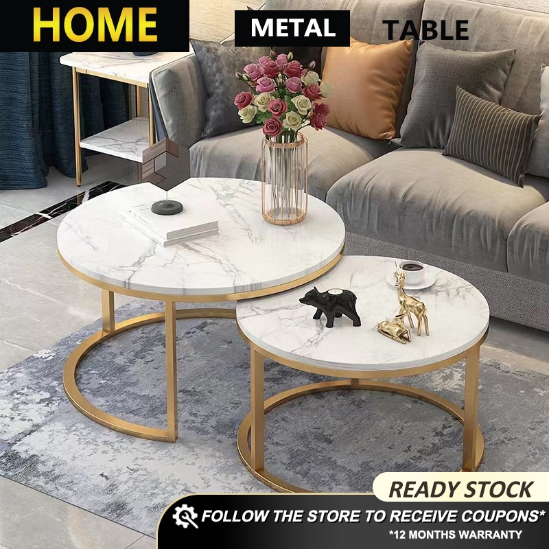 HOME FACTOR Coffee table Family living room coffee table round steel ...