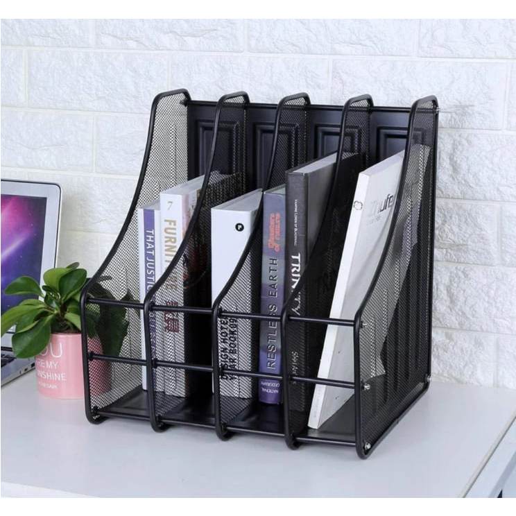 3/4 Slots Metal File Holder Magazine Book File Organizer Stand Rack ...
