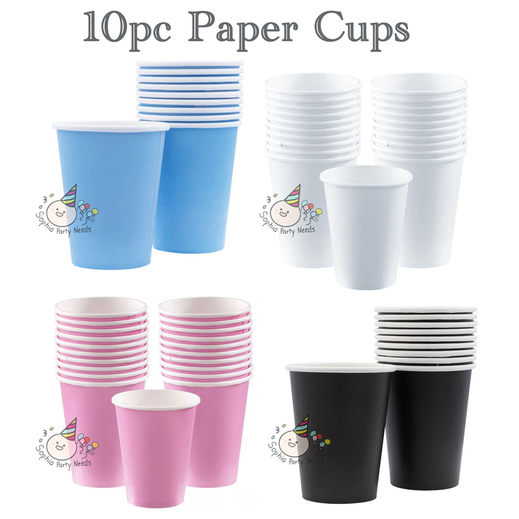 10pc Plain Color Paper Cups Blue Pink White Black Shopee Philippines