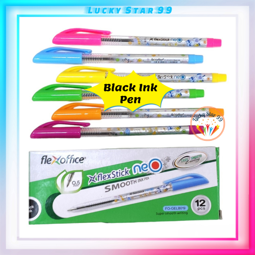 Flexstick Neo 12pcs Black Ink Pen 05mm Ballpen Flex Stick Office Shopee Philippines 4594