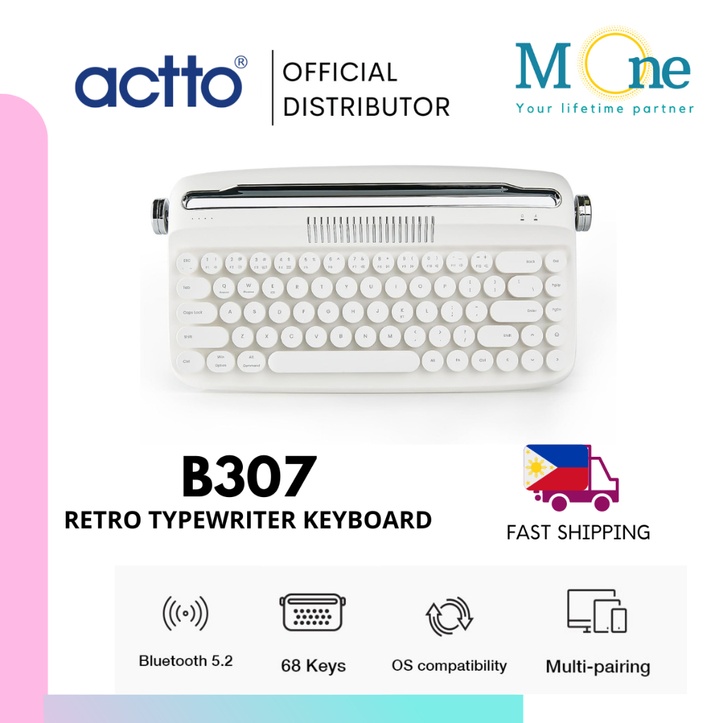 ACTTO B307 Wireless Typewriter Keyboard, Retro Bluetooth Aesthetic