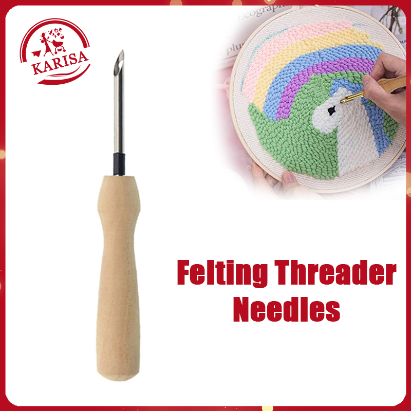 Wooden Handle Embroidery Pen Embroidery Needle Pen for DIY Craft