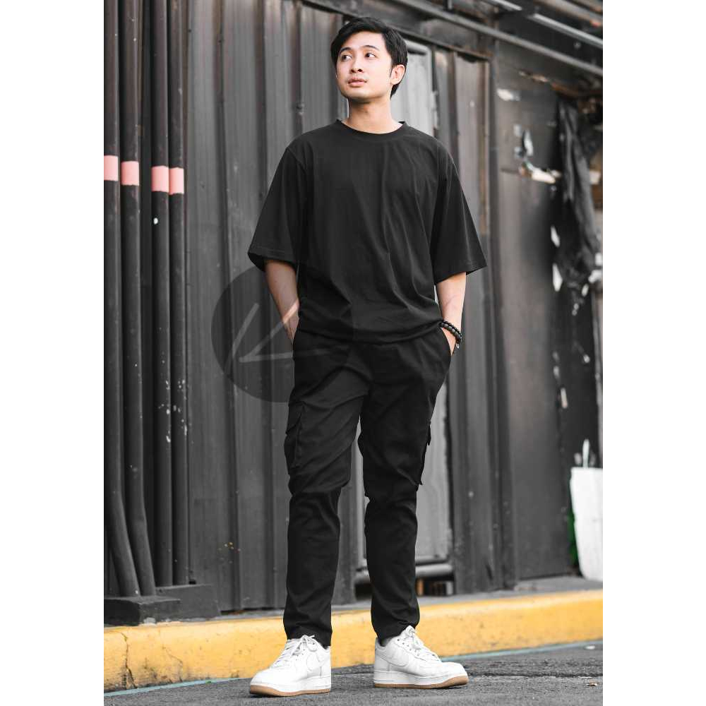 KTLYST Clothing Men's Cotton Uncuffed Cargo Pants, Baggies, Six Pocket