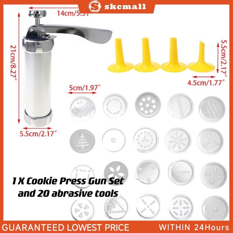 21Pcs Cookie Press Gun Kit Stainless Steel Biscuit Press for DIY