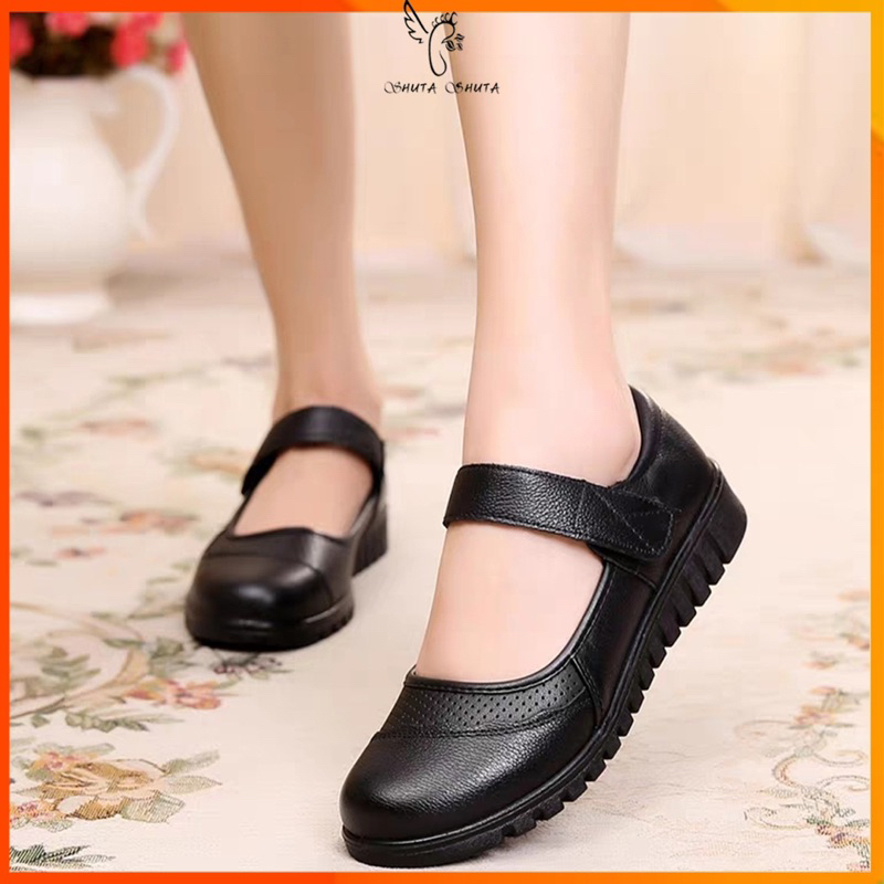 FASHION SHOES #269 BLACKSHOES SCHOOL SHOES FOR KIDS GIRLS SHOES HEELS  GLOSSY ANTISKID WETTABLE