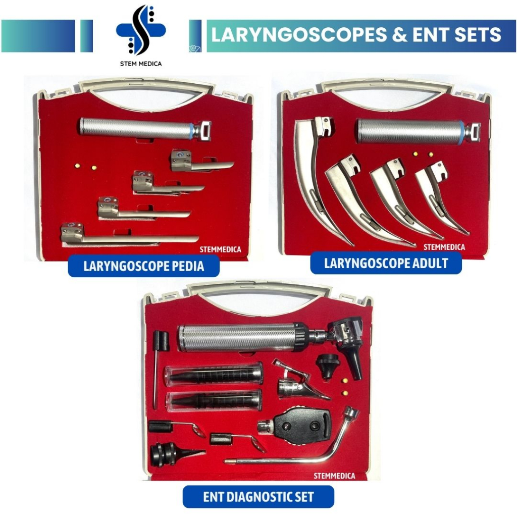 ENT Diagnostic Set Laryngoscope Set Adult and Pedia German Stainless