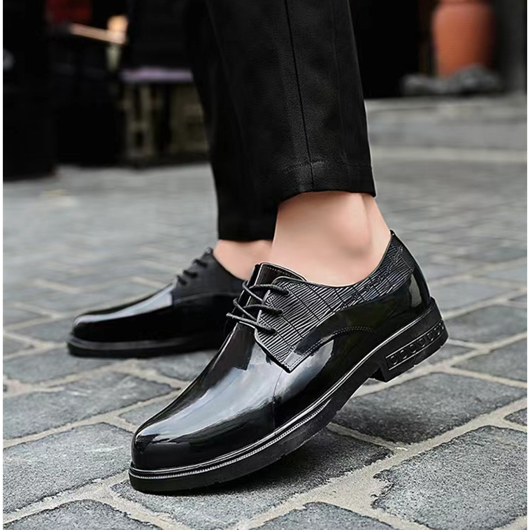 New Premium black leather shoes office school security guard shoes for ...