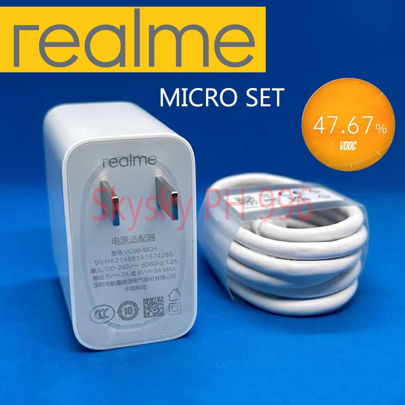 Realme Charger Original Fast Charger 15W Micro USB/Cable 2IN1 Adapter ...