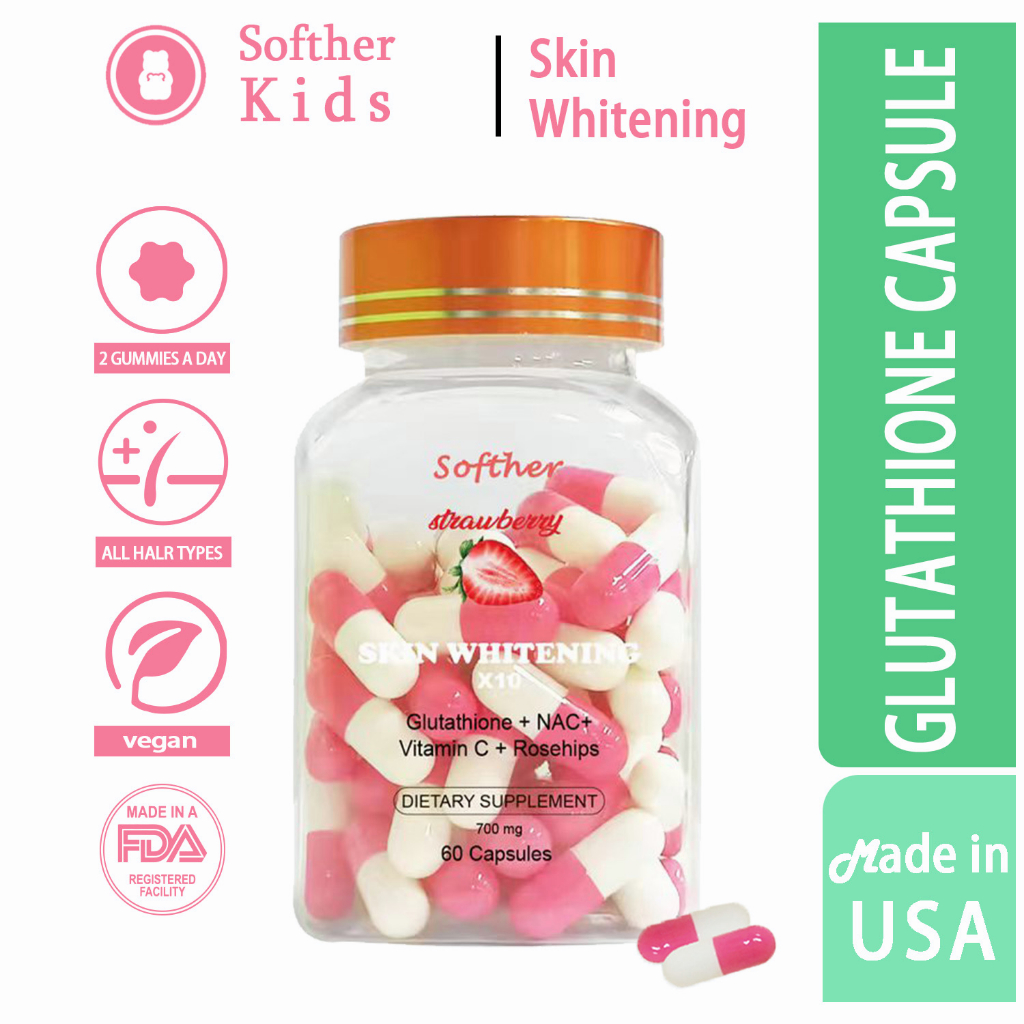 Softher Kids Skin Whitening Capsules Glutathione Nac Vitamin C Collagen  Beauty