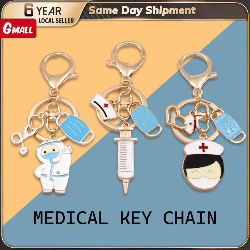 【Fast Delivery】 Lovely Big White Medical Angel Key Chain Nurse Doctor