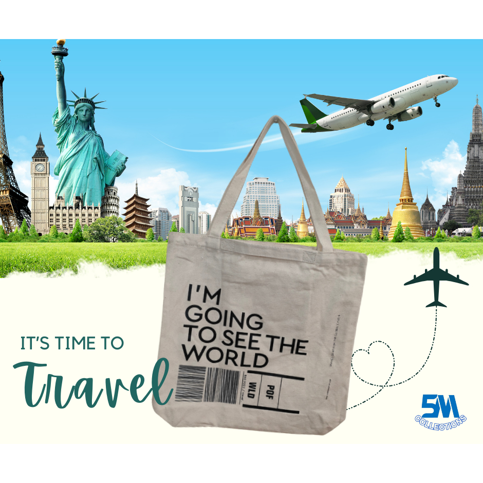 Canvas Tote Bag Travel Around the World Shopee Philippines