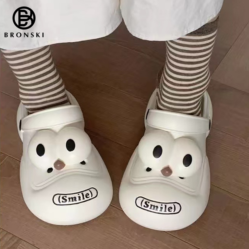 BRONSKI Clogs Korean Sandals Casual Sandals For Women BIG EYES Chunky ...