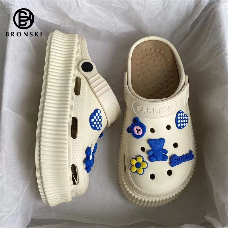 Bronski Women Sandals Cartoon Slippers White Sandals For Women Chunky 