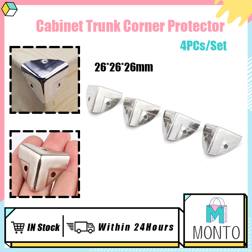 4PCs/Set Silver Trunk Corner Protector Furniture Case Box Corner Metal Corner Brackets