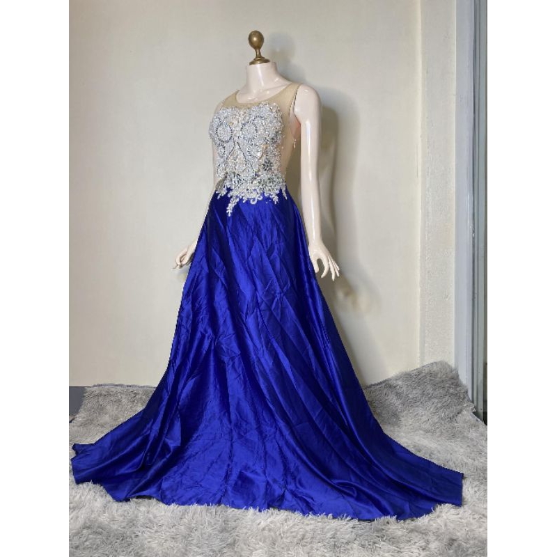 elegant blue and white long gown Shopee Philippines
