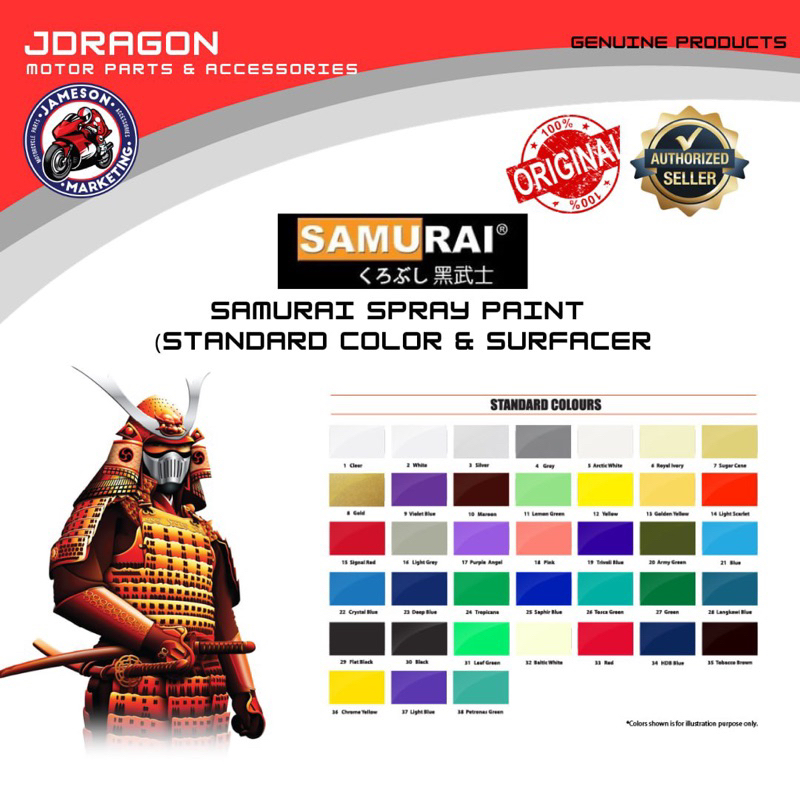 ORIGINAL SAMURAI PAINT (STANDARD COLORS) (SURFACER)(400ml) | Shopee ...