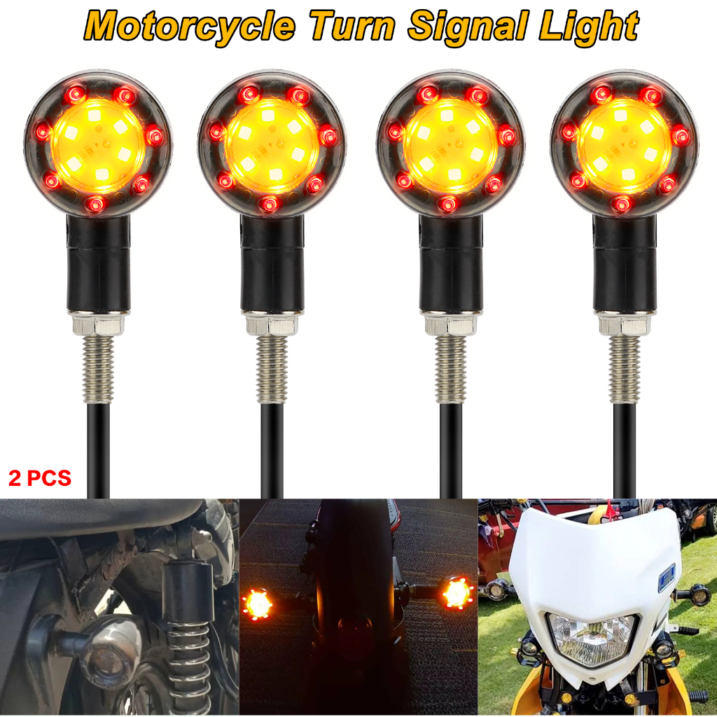 4PCS Motorcycle Bike LED Amber+red Turn Signal Blinker Light Indicator