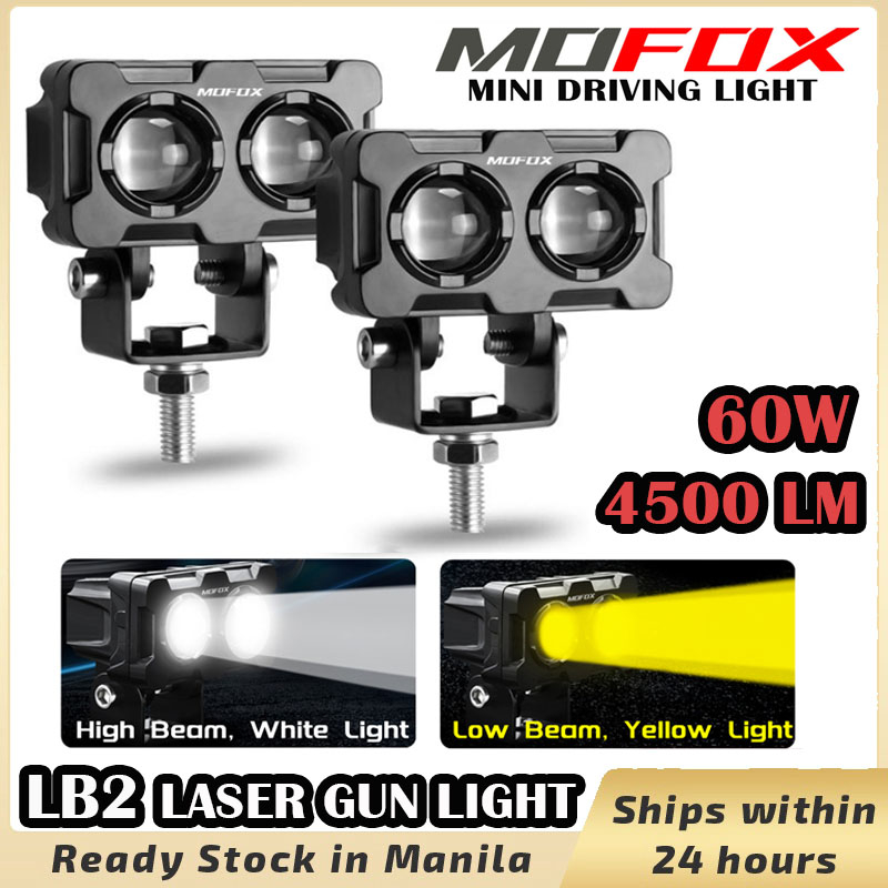 MOFOX LB2 LED Spotlight Laser Gun Driving Light Set For Motorcycle Mini ...