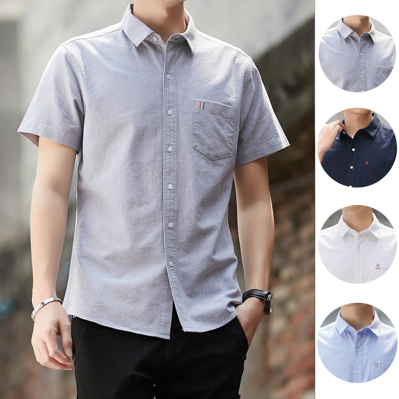 CCC-H Polo Shirt Oxford Cotton Short Sleeve For Men Plain Casual Top ...