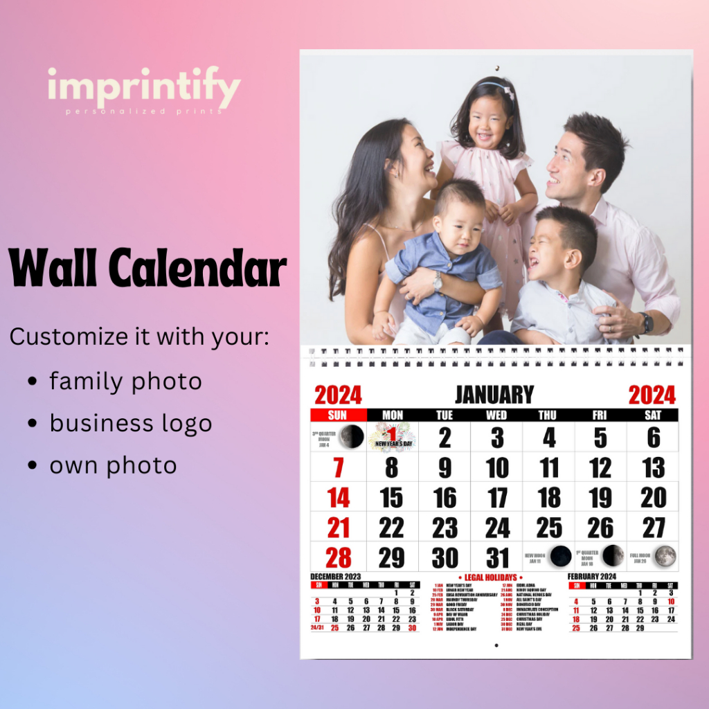 Personalized 2024 Calendar (Wall Calendar) Shopee Philippines