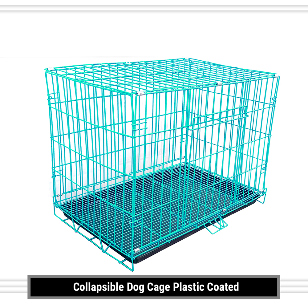 FIPRO-Collapsible Mint Dog Cage Plastic Coated Single Door Metal Pet ...