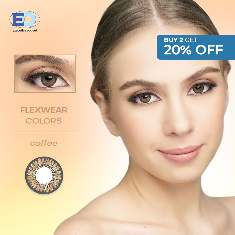 EO Flexwear Colors Colored Graded Contact Lens - Coffee - Good for 3 ...