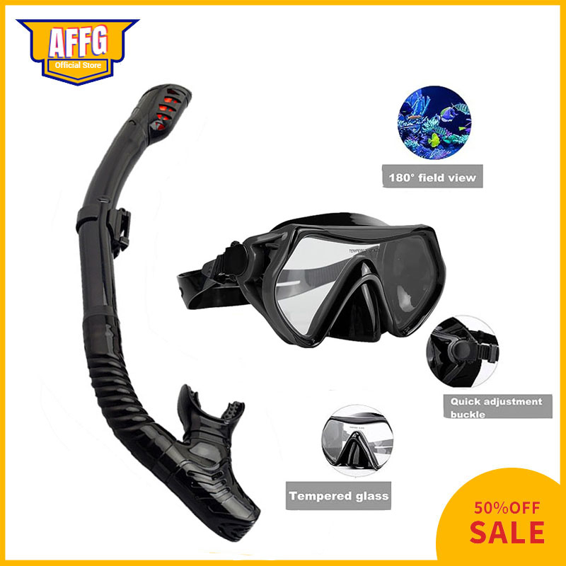 Professional Scuba Snorkeling Set AntiFog Silicone Tempered Glass
