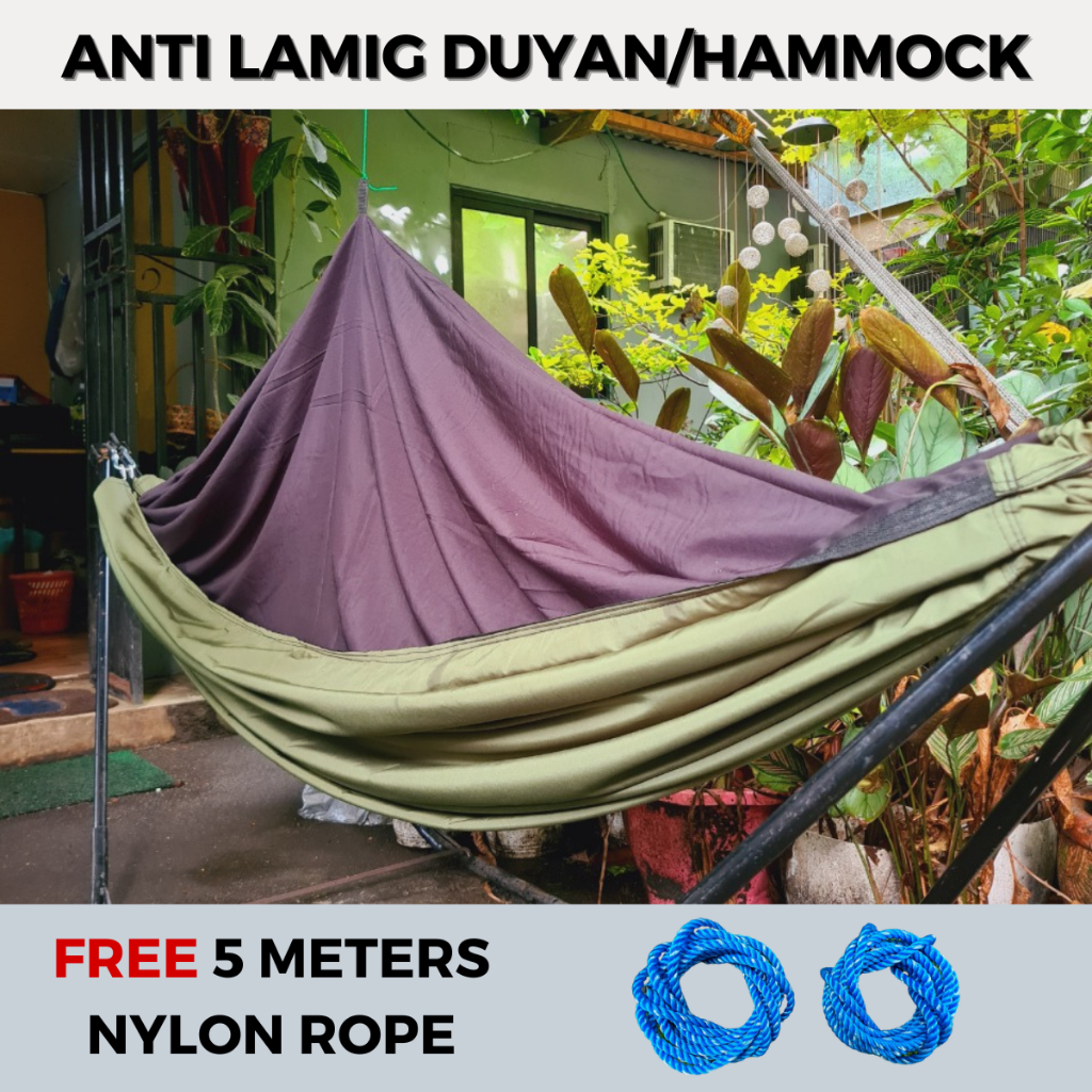 7 Feet Anti Lamig Hammock Duyan with Pocket with FREE 5 meters Nylon ...