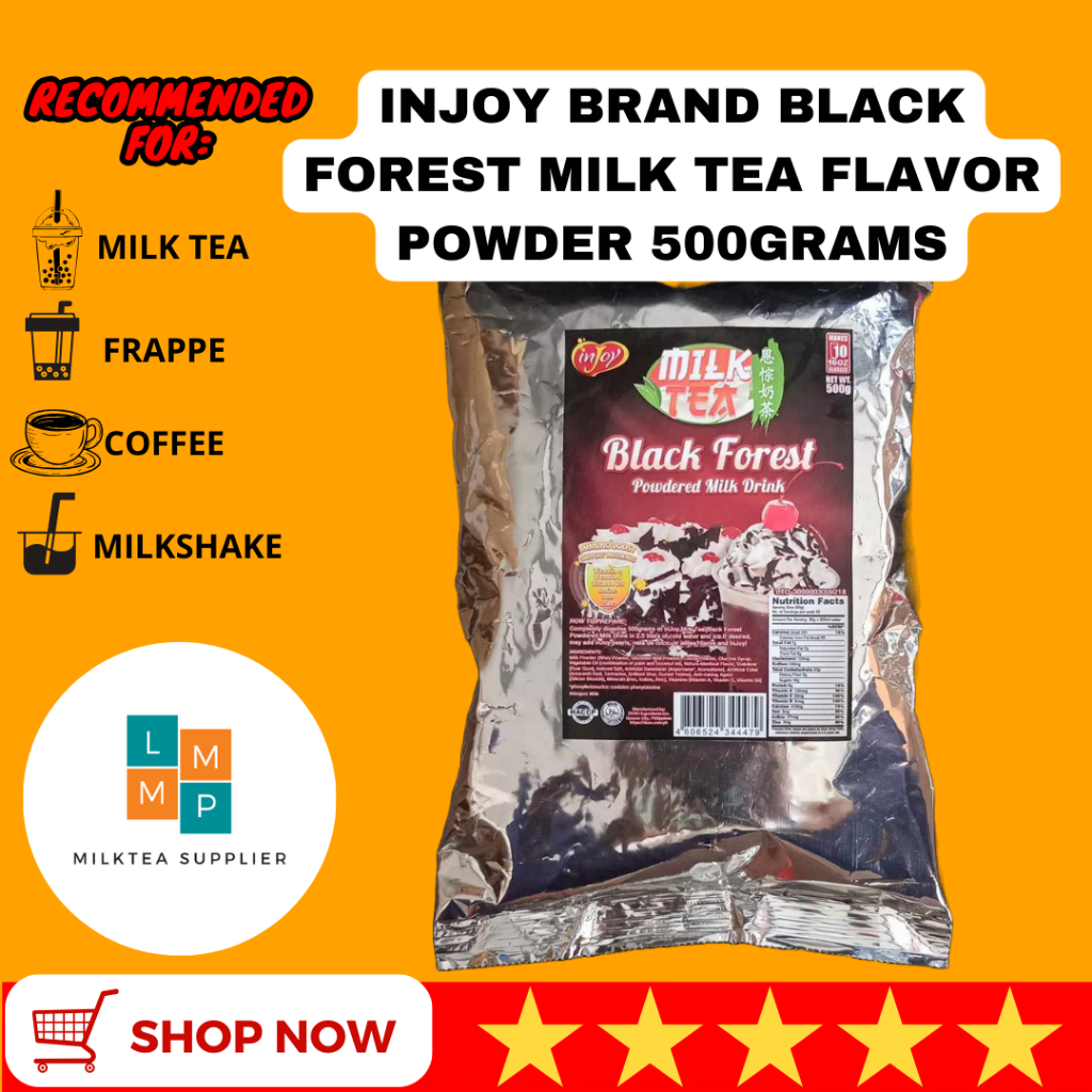 Injoy Black Forest Milk Tea Flavor Powder 500g Instant Powdered Milk