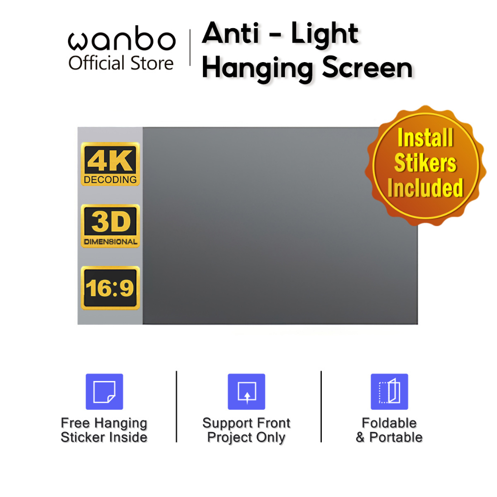 Wanbo Portable Projector Screen AntiLight 100 Inch 169 Shopee