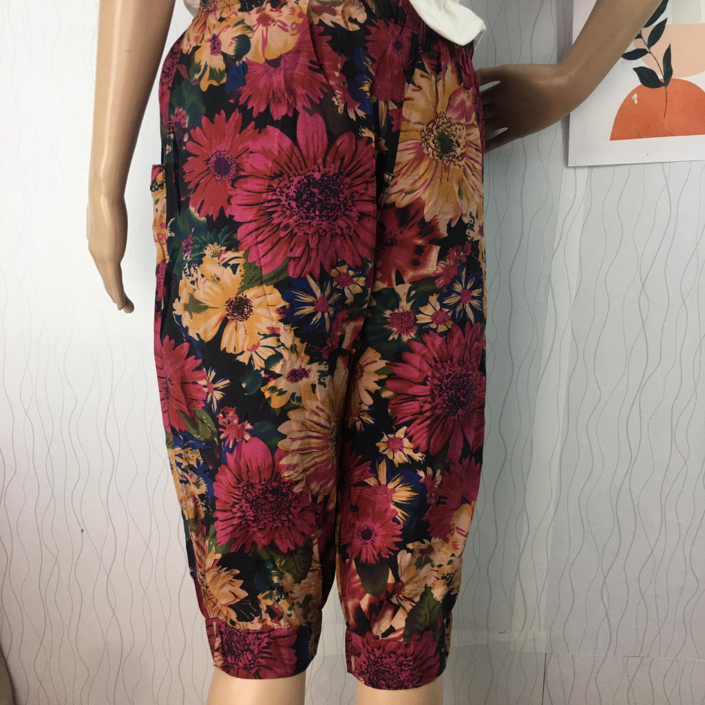 FF - Ladies Gartered Square Pants Floral Tokong Fashionable Outfit For ...