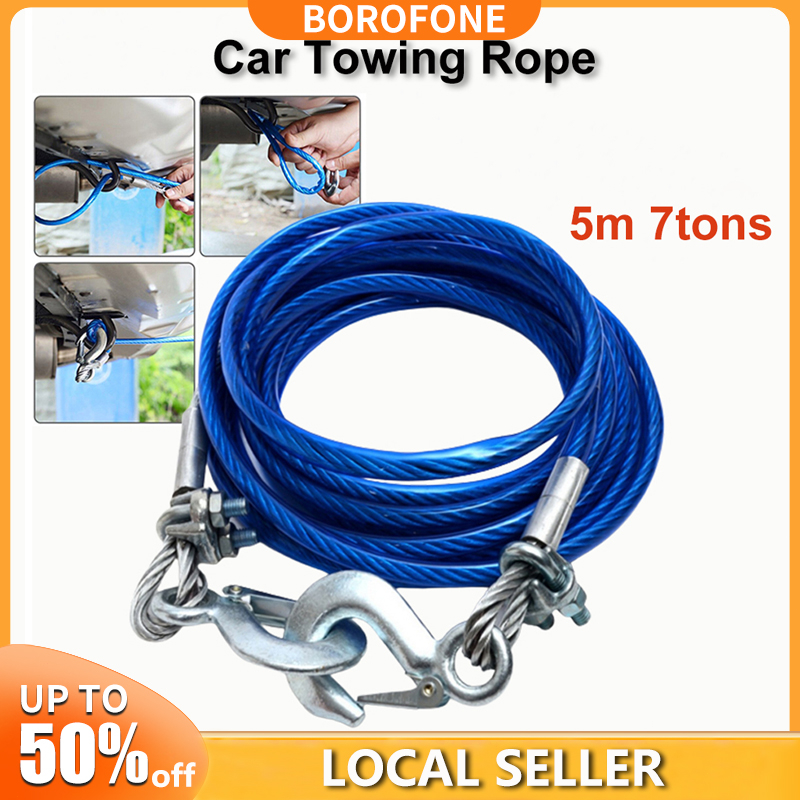 5m 7 Tons Tow Rope Steel Wire Towing Rope Car High Strength Safety Hook Shopee Philippines