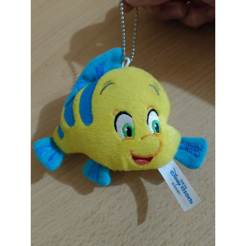 Tokyo Disney Resort Flounder Plush Badge Keychain