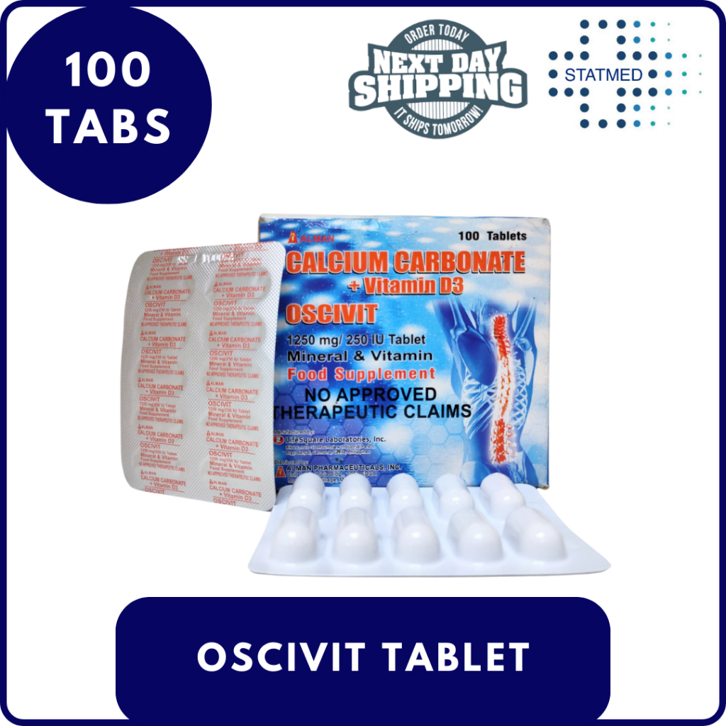 Oscivit Calcium Carbonate Vitamin D3 1250 250 Iu Tablet 1 Box [100 Tabs] Shopee Philippines