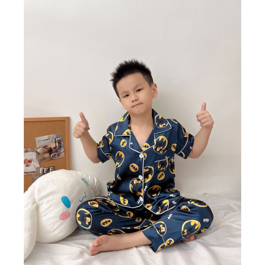 NJOY Kids Cartoon Silk terno pajama set for Boy Shopee Philippines