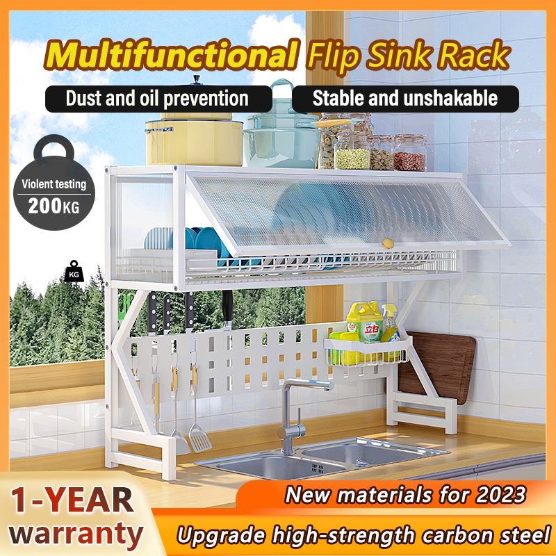 ICB Dish Rack With Cover Kitchen Organizer DustProof Can Bear 200KG