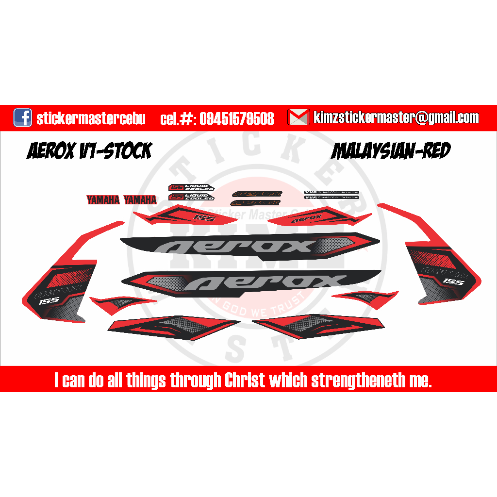 AEROX V1 MALAYSIAN CONCEPT STOCK DECALS (RED) Shopee Philippines