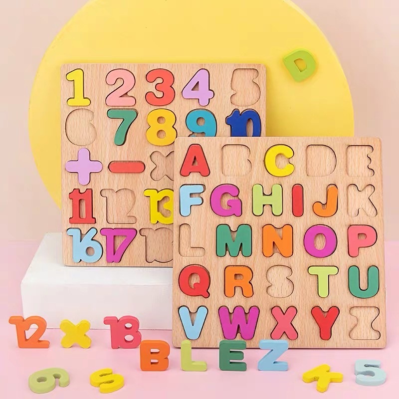 ABC Alphabet Digital Puzzle Wooden Toys Kid Number Letter shape ...